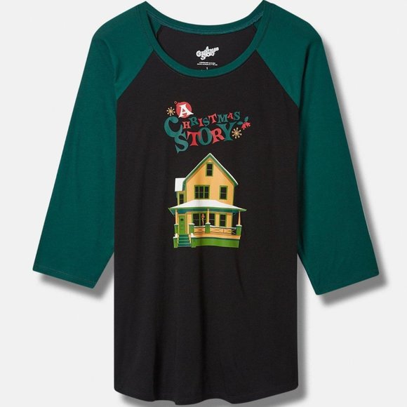 ❤️NWT VINTAGE TORRID TEE A CHRISTMAS STORY RAGLAN HOLIDAY TOP RALPHIE PLUS SIZE - Picture 1 of 8